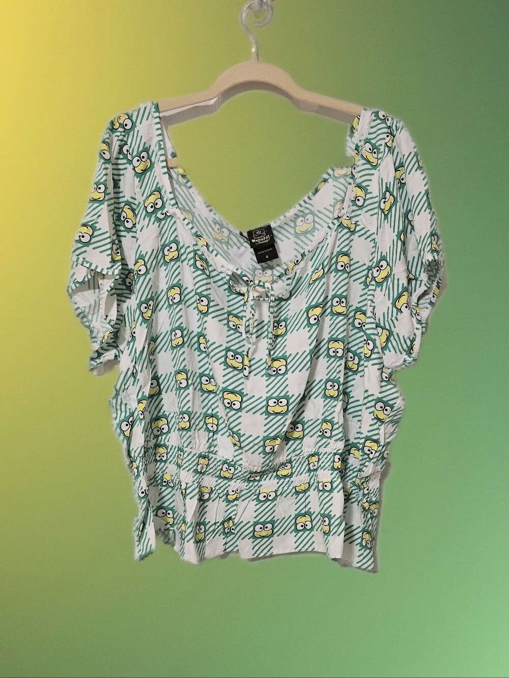 Sanrio Keroppi Green and Yellow Frog Print Top